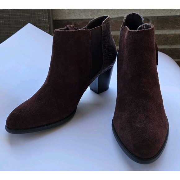 Vionic Suede Ankle Booties 322 Anne Java  Brown 10 NEW Snake Zip - Picture 3 of 16